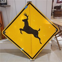 Huge Deer Caution & Road Closed Ahead Sign