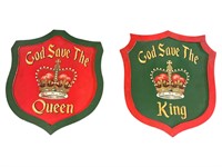 Wooden Hand Painted King & Queen Shields, Crowns