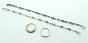 Sterling Marcasite Bracelets & Rings Set