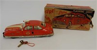 RARE MARX "FIRE CHIEF" KEY WIND CAR/ BOX