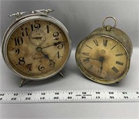 Antique Ansonia alarm clock and New Haven alarm
