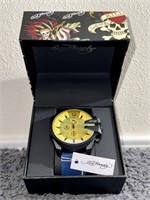 NEW CHRISTIAN AUDIGIER ED HARDY MENS LARGE WATCH