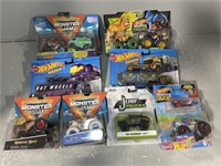 (10) DIE-CAST MONSTER TRUCKS AND VEHICLES