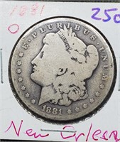 1881-O US Morgan silver dollar New Orleans