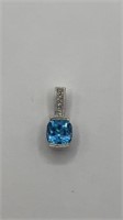 10k Blue Topaz and Diamond Pendant