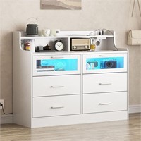 Vabches White 6 Drawer Dresser for Bedroom,Wide C