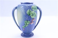 Roseville Blue Fuchsia #897-8 Dbl Handled Vase