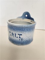 Blue & White Stoneware Salt Crock