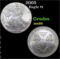 2005 Silver Eagle Dollar 1 Grades GEM+ Unc