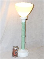 Vintage Bamboo Looking Base Lamp w Milk Glass
