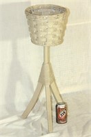 Vintage Wood & Wicker Plant Stand Holder