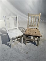 A Pair of Vintage Wooden Kid's Chairs