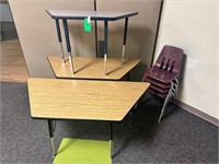 3 Trapezoid Tables & 4 Students Chairs