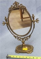 Antique Brass Mirror 18"t