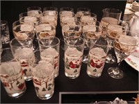 21 Libbey Winter Village items: 14 stemmed