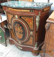 MARBLE TOP BOMBAY CHEST HANDPAINTED BRASS