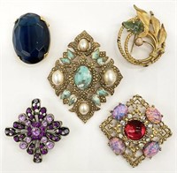5 Jewelry Brooches Incl. Sarah Coventry