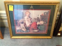 Little Kid Holding Puppies Picture w/ Frame