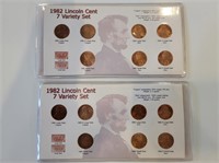 2 - 1982 Lincoln Head Cent Zinc Copper 7 Coin