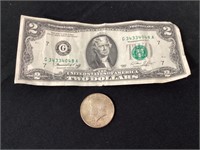 1964 Kennedy Half Dollar & 1978 $2 Bill