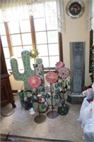 Decorator Lot w/Fountains, Metal Cactus, Flowers,