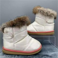 Size:23 babby Girl's Faux Fur Collar Boots White