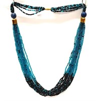blue & black Glass Bead 20" Multi Strand Necklace