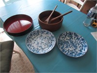 wood bowl & items