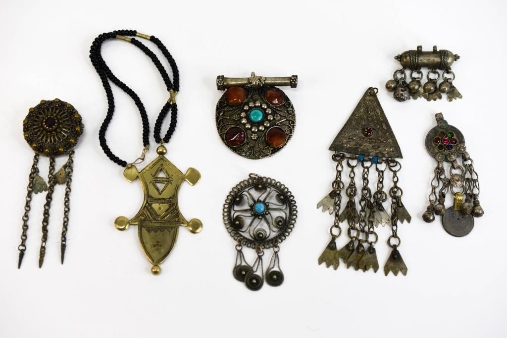 Antique Middle Eastern Turmen, Yemeni, Jewelry Lot