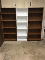 3 wood bookcases