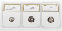 (3) PCI GRADED PROOF COINS - (2) NICKELS, (1) DIME