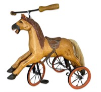 Antique Style Velocipede Wooden Horse Tricycle