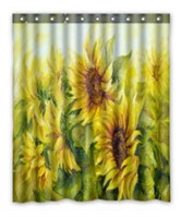 PHFZK Oil Painting Shower Curtain, Sunny Nature Ar