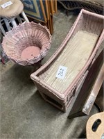 2 Pink Wicker Plant Stands