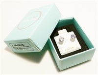 New 14K W Gold & 6mm CZ Stud Earrings