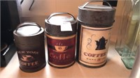 3 Tin coffee canisters