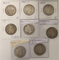 279 - LOT OF 8 US SILVER HALF DOLLARS (151)