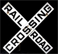 Early Porcelain Enamel Railroad Crossing Sign