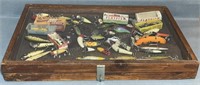 Display Box Loaded w/ Old Fishing Lures