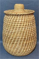 Sweetgrass Woven Basket w/ Lid, 11”