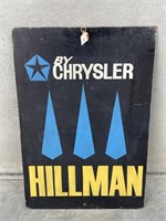 Original Chrysler Hillman Masonite Sign 610 x 920