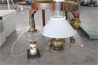 OIL LAMP CONVERTED TO ELECTRIC AND ANTIQUE LAMP
