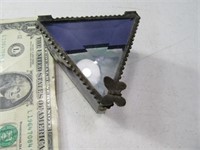 J DEVLIN 3" Purple Glass Triangle Trinket Box $$