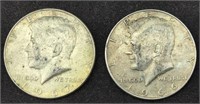 1967 & 1966 Kennedy Half Dollars 40% Silver