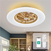 24' Low Profile Ceiling Fan with Light  Wood