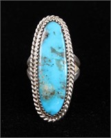 Navajo Signed Turquoise & Sterling Silver Ring
