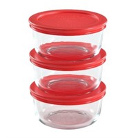 Pyrex 2 Cup Glass Food Storage Pack  6pc  Red