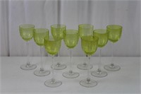 Vtg Yellow Star Etched Wine Glasses