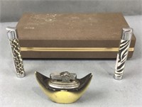 3 hand lighters and jewelry box