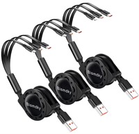 3 Pack 3 in 1 Multi USB Retractable Charger Cables